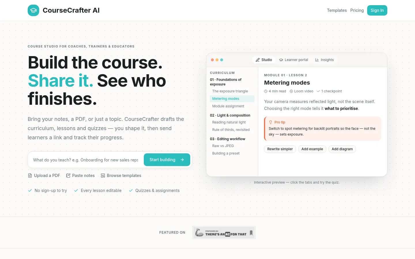 CourseCrafter AI screenshot 1