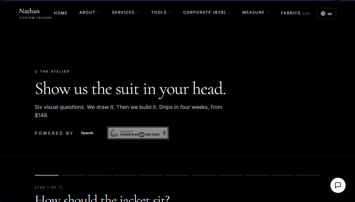 Nathan Tailors AI Suit Generator screenshot 1