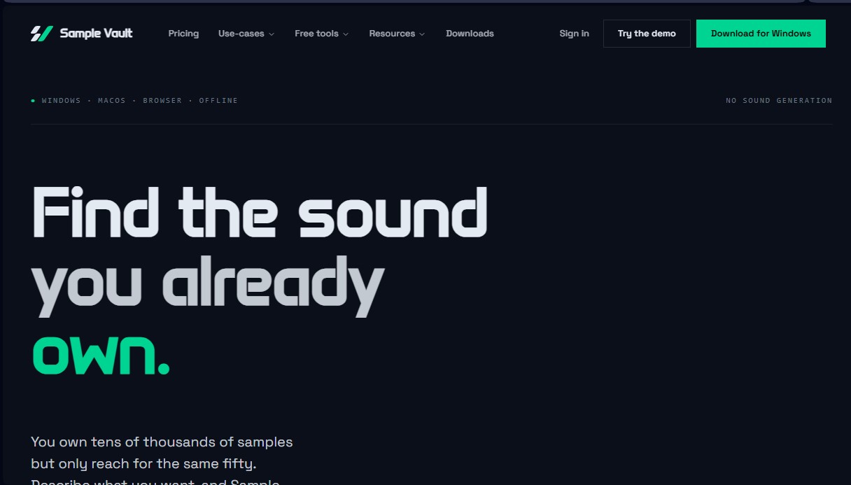 Sample Vault screenshot 1