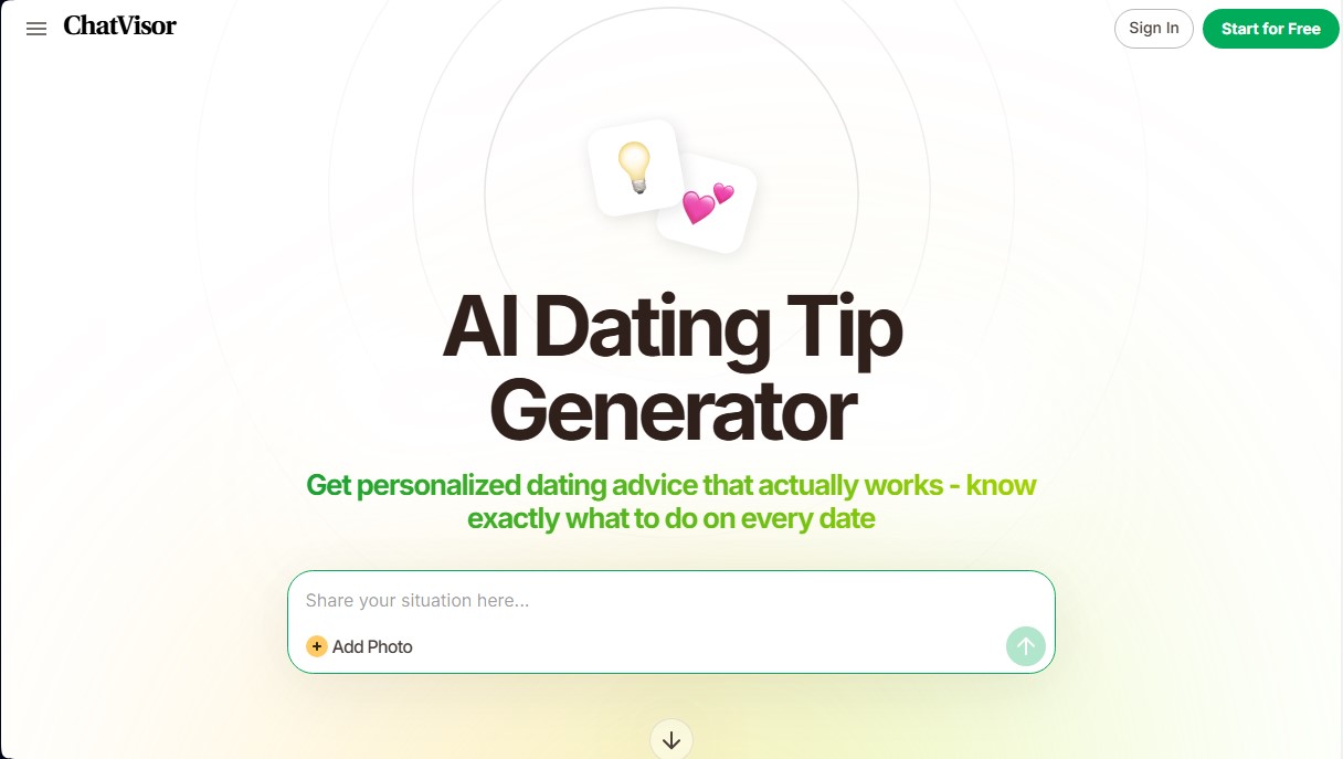 ChatVisor AI Dating Tip Generator screenshot 1