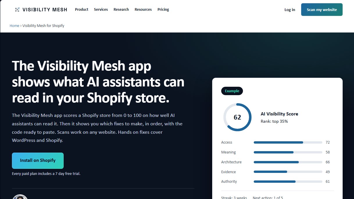 Visibility Mesh for Shopify screenshot 1