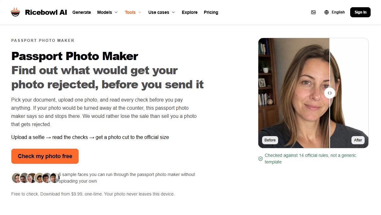 Passport Photo Maker Ricebowl AI screenshot 1