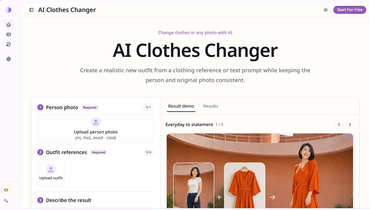 ClothesChangerAI.net screenshot 1