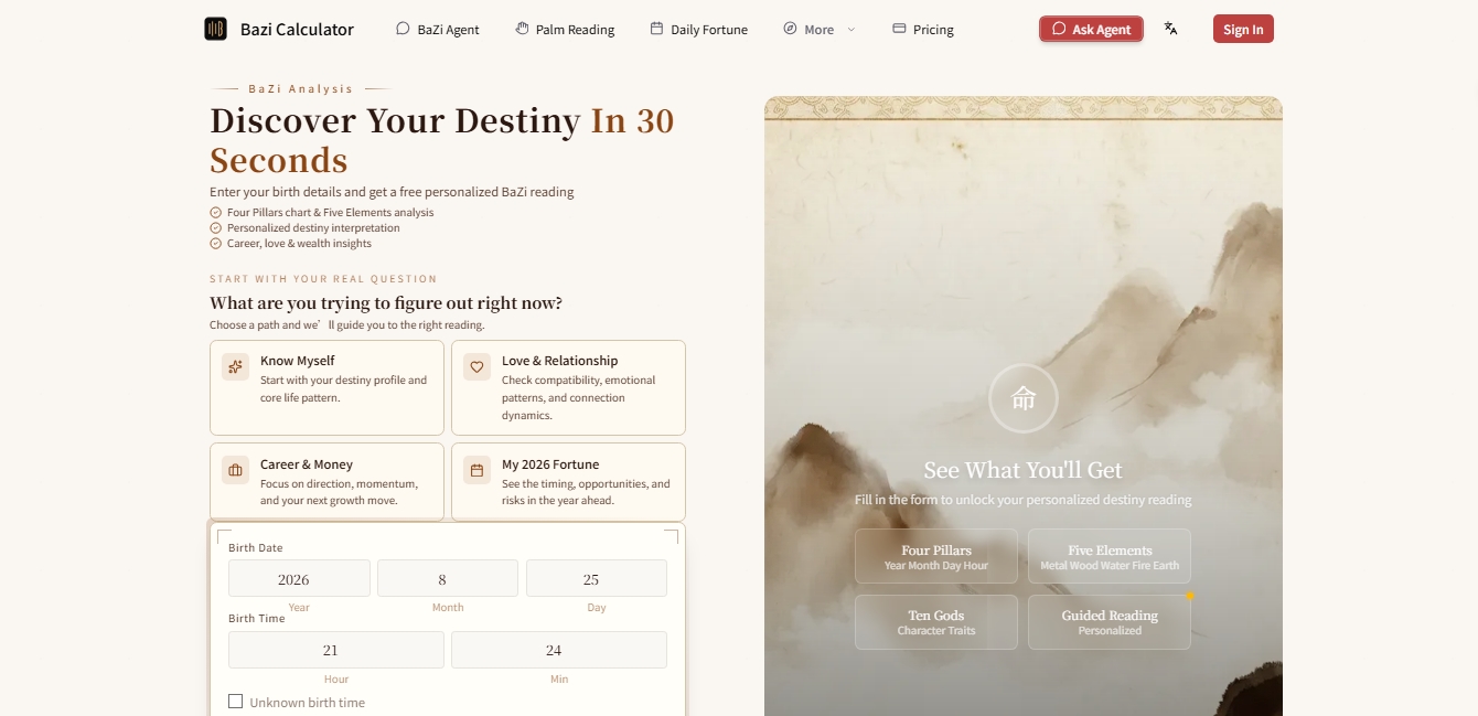 BaZi Calculator screenshot 1