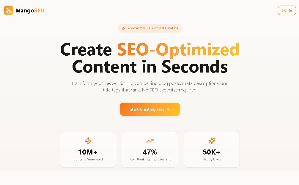 Mango SEO screenshot 1