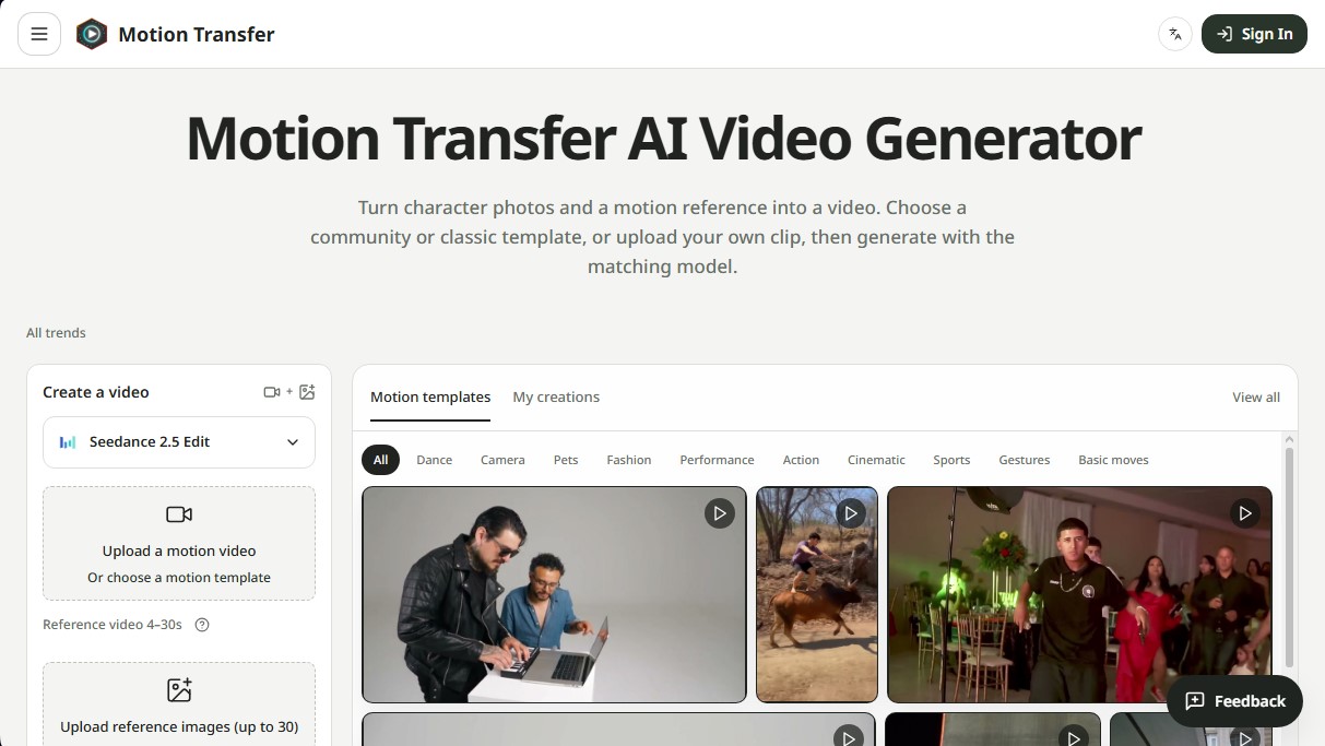Motion Transfer AI Video Generator screenshot 1