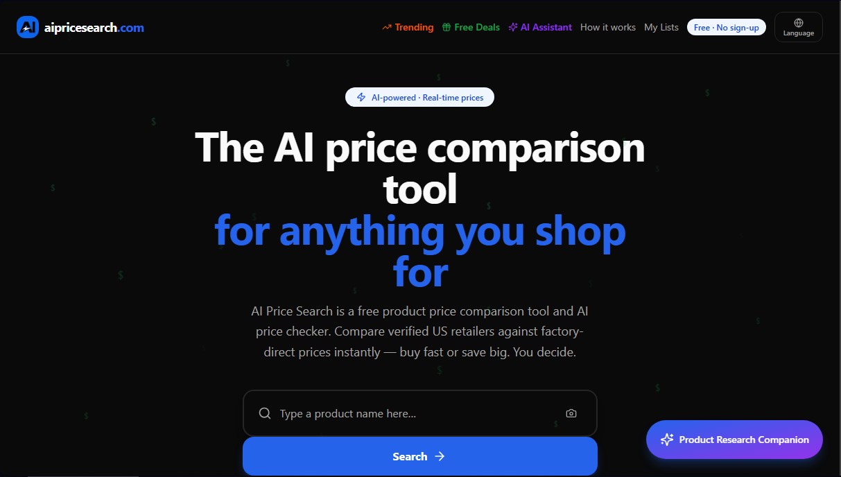 aipricesearch.com screenshot 1