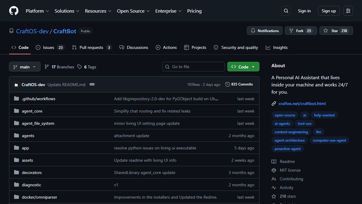 CraftBot screenshot 1