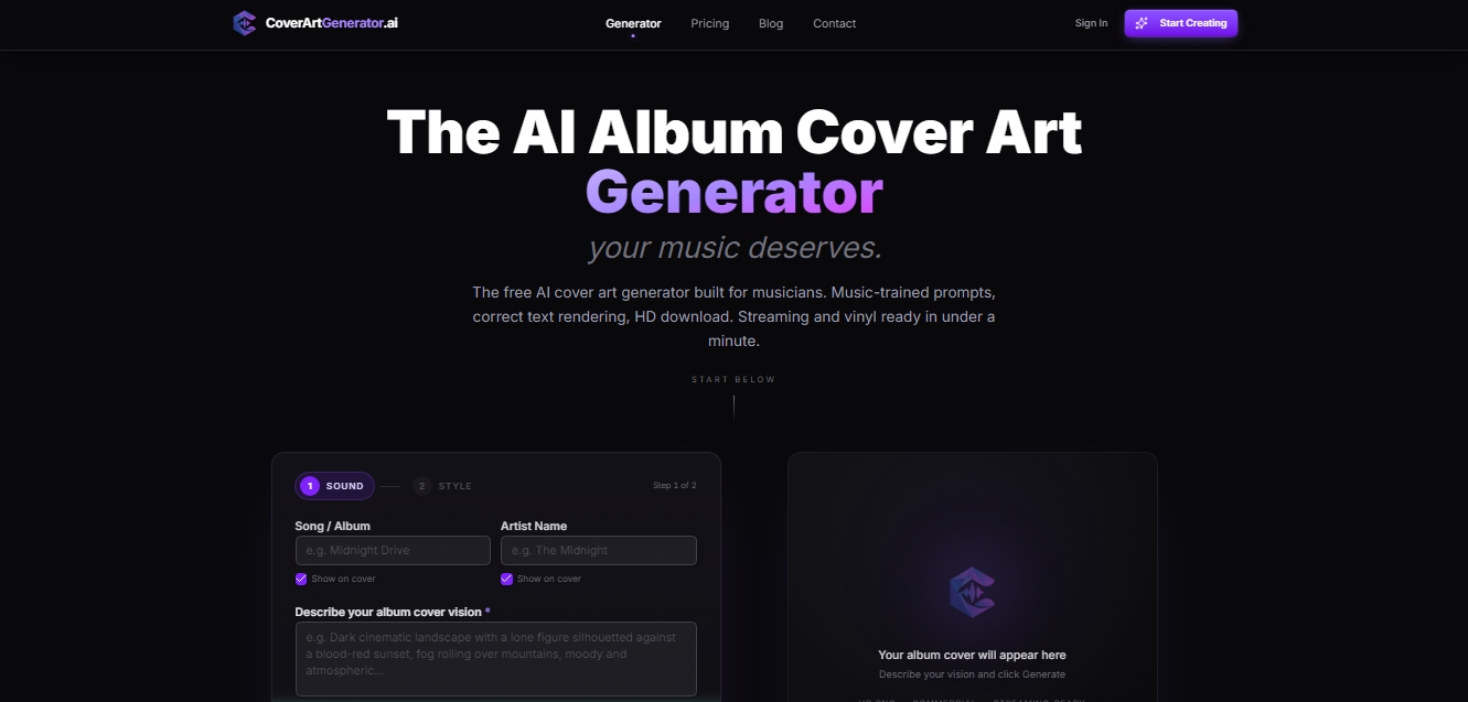 CoverArtGenerator.ai screenshot 1