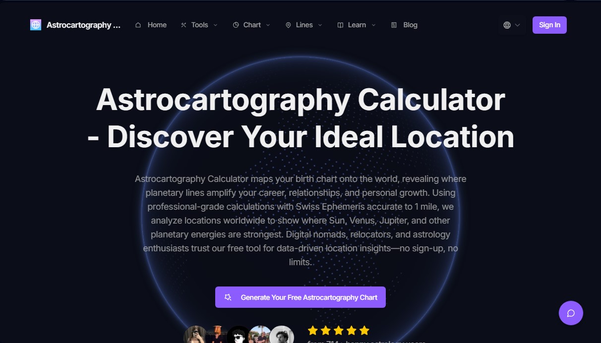 Astrocartography Calculator screenshot 1