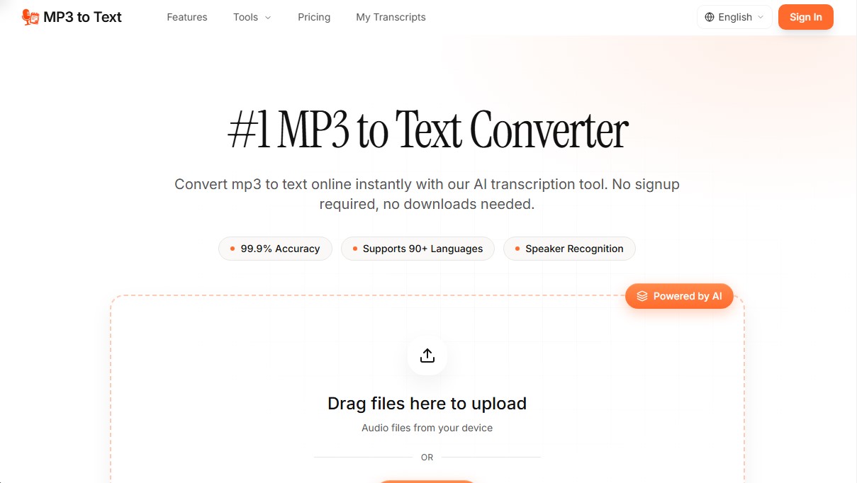 MP3 to Text.org screenshot 1