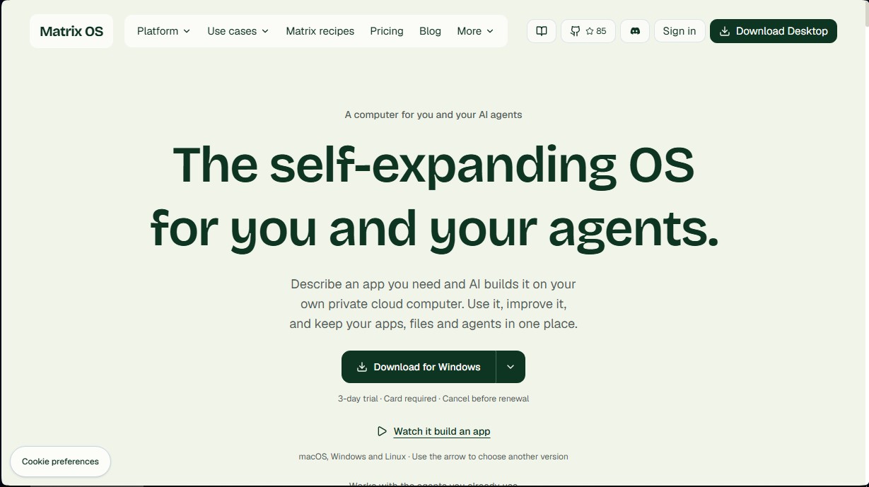 Matrix OS screenshot 1