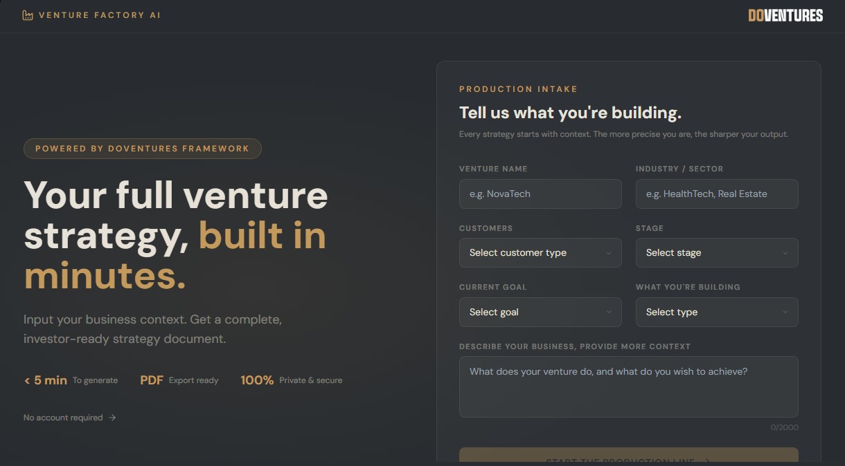 Venture Factory AI screenshot 1