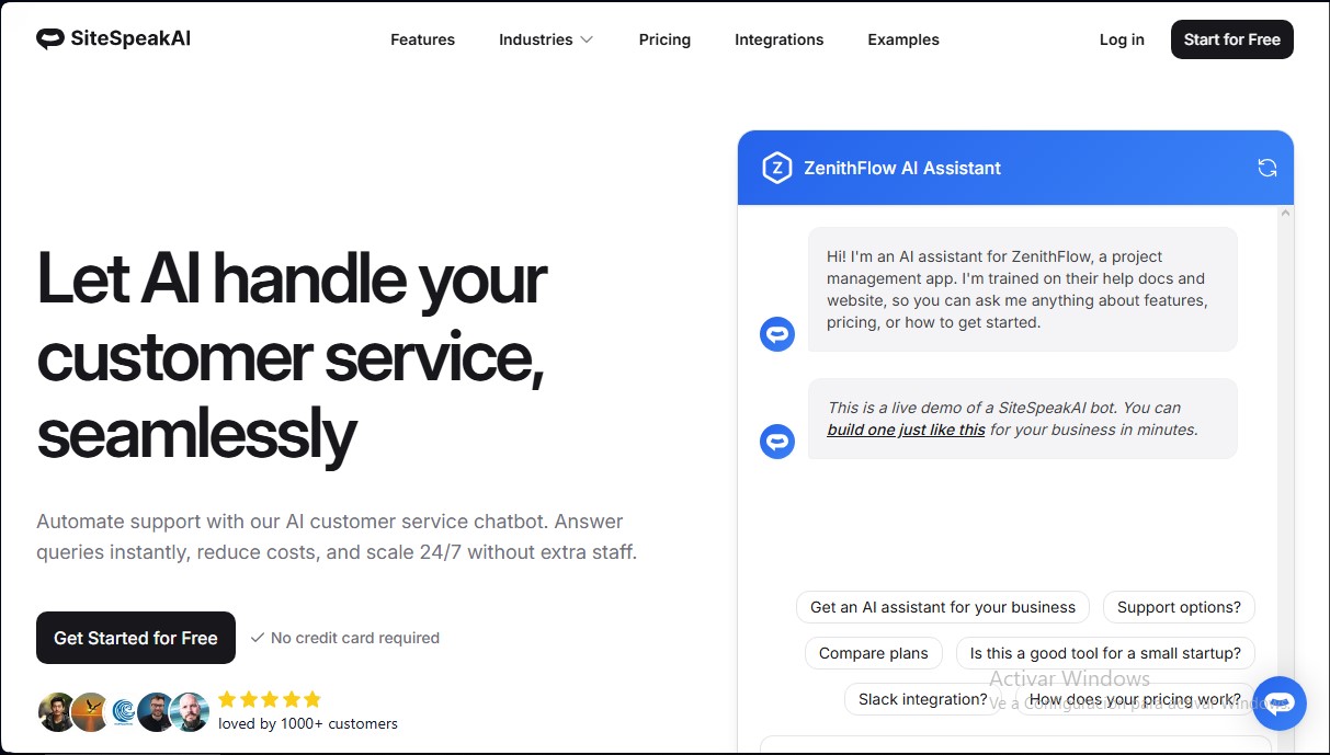 SiteSpeakAI screenshot 1