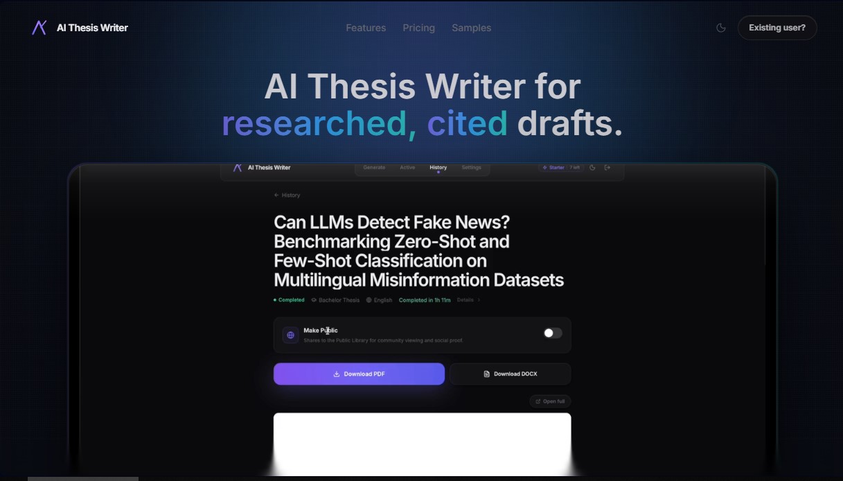AI Thesis Writer screenshot 1