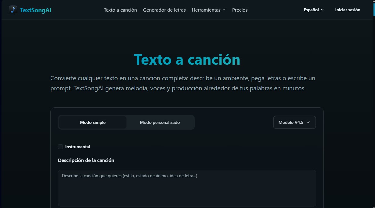 TextSongAI.com screenshot 1