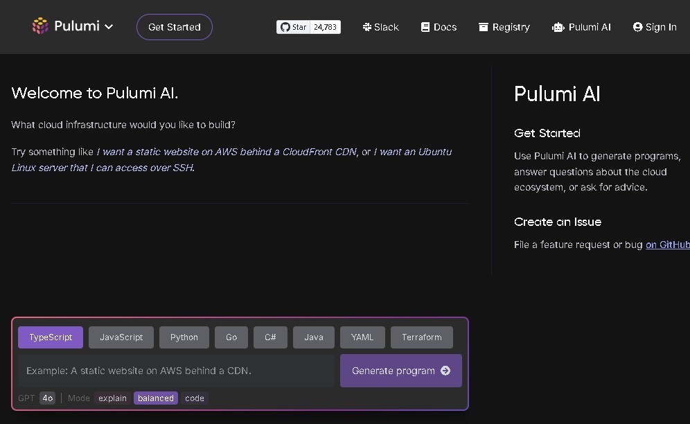 Pulumi AI screenshot 1