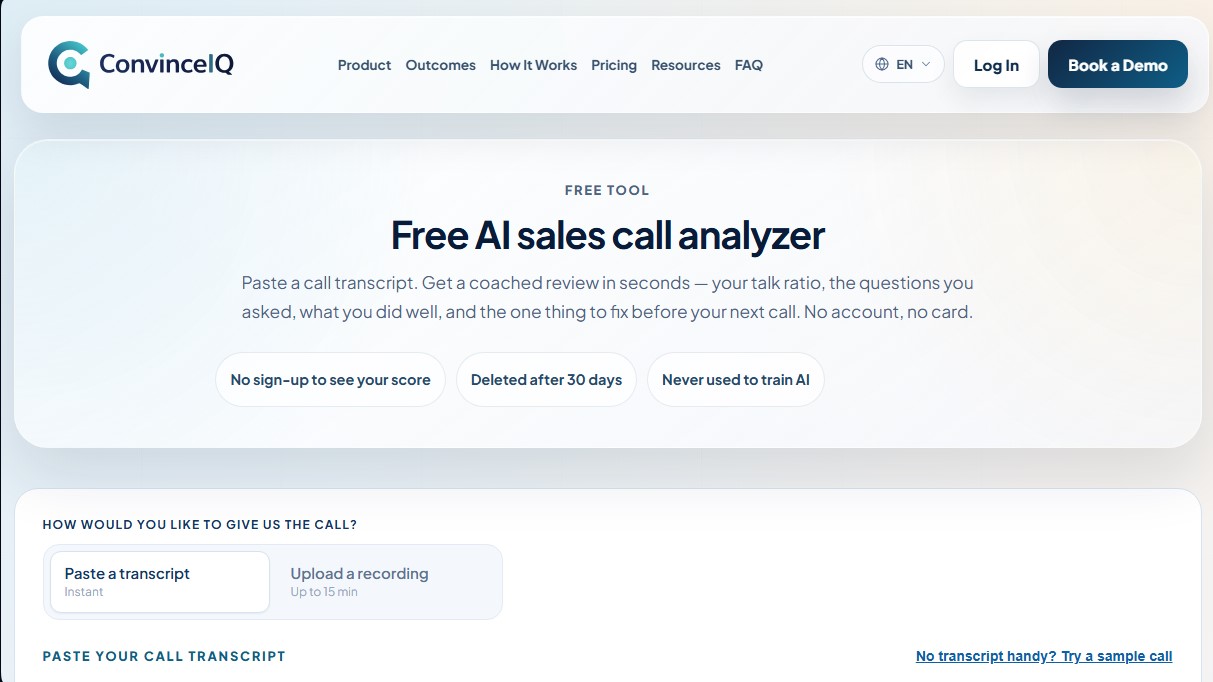 ConvinceIQ Sales Call Analyzer screenshot 1
