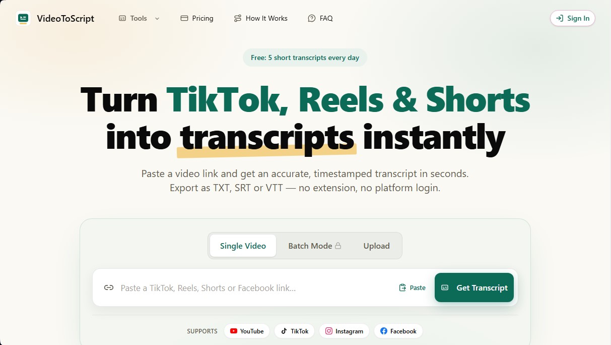 VideoToScript screenshot 1