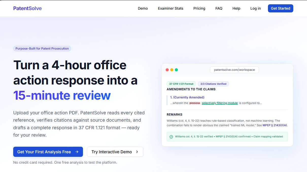 PatentSolve screenshot 1