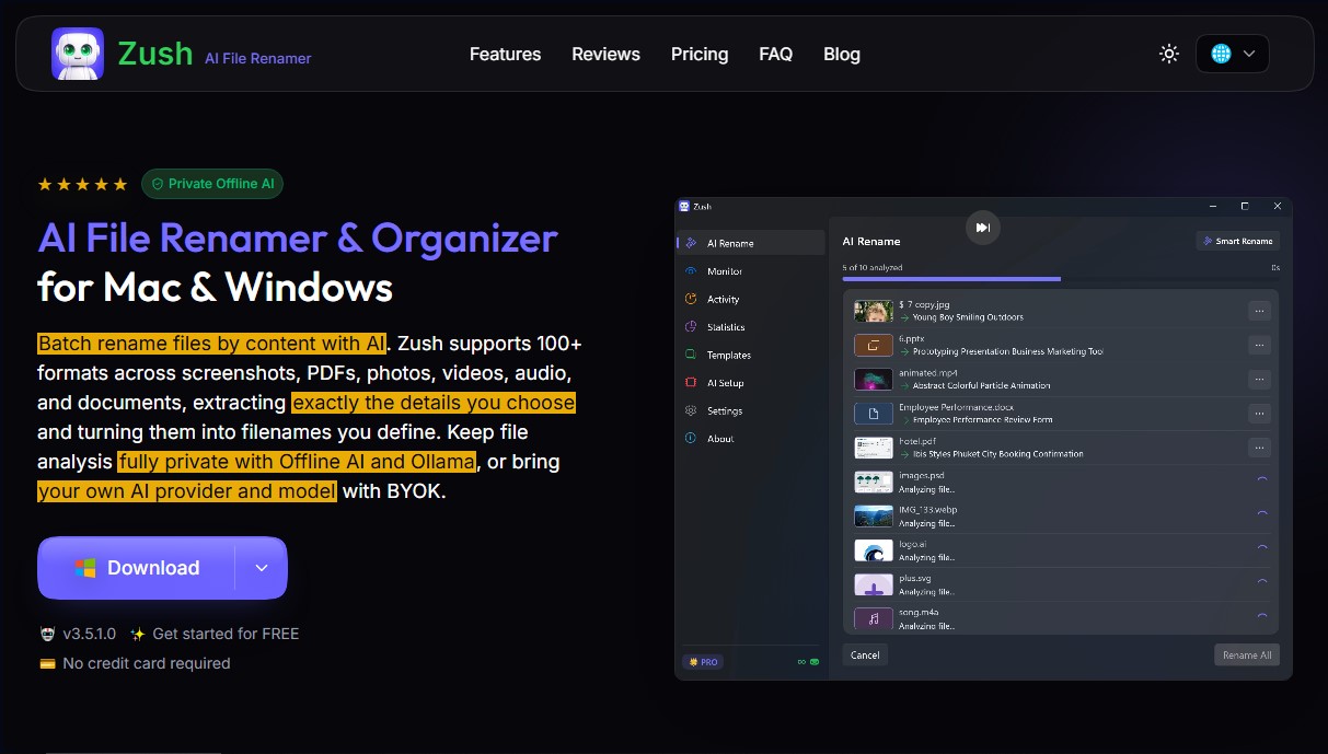 Zush AI File Renamer & Organizer screenshot 1