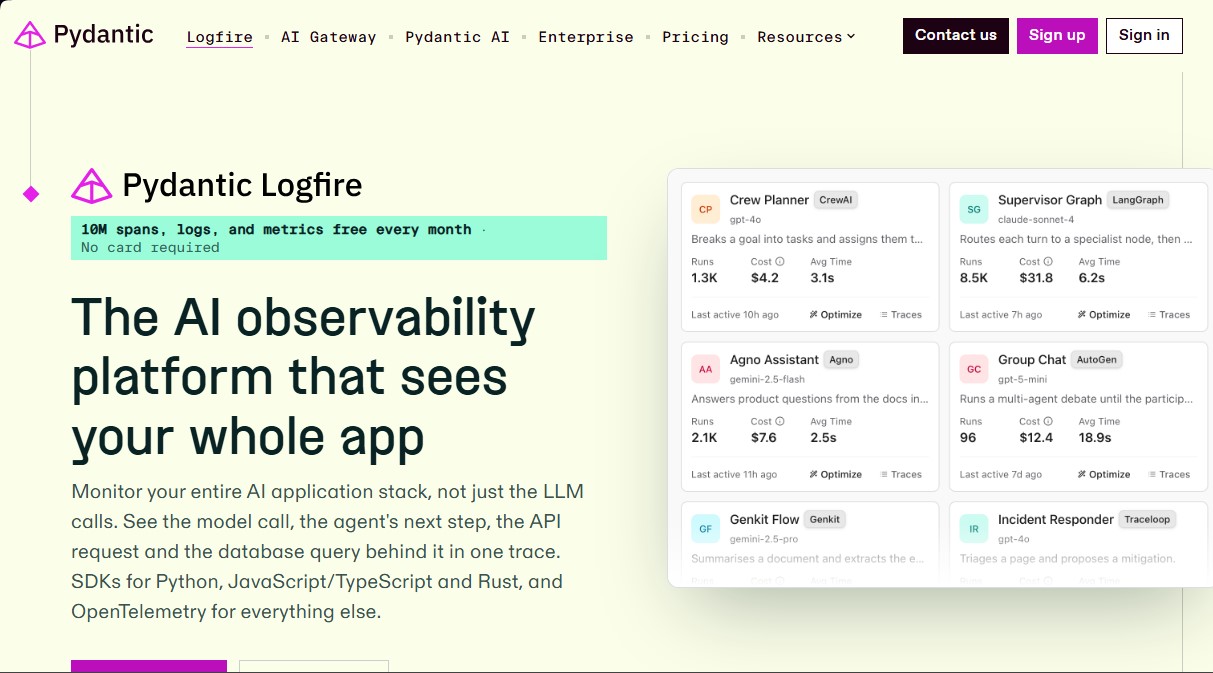Pydantic Logfire screenshot 1