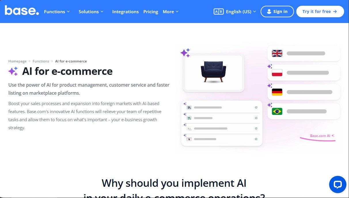 Base.com AI for e-commerce screenshot 1
