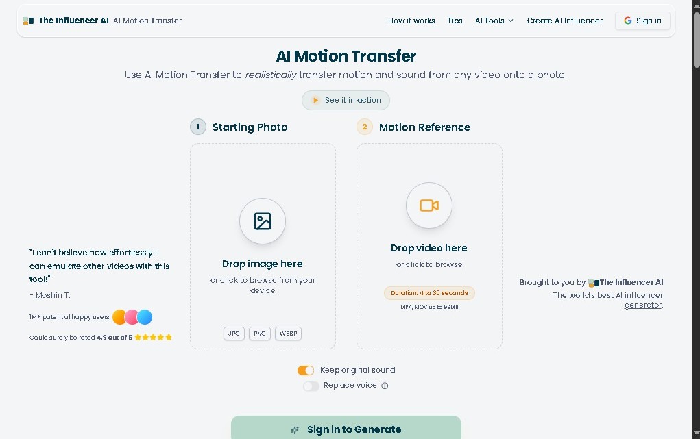 AI Motion Transfer by The Influencer AI screenshot 1