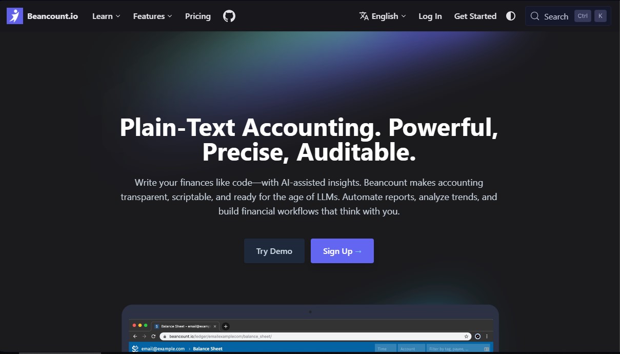 Beancount.io screenshot 1