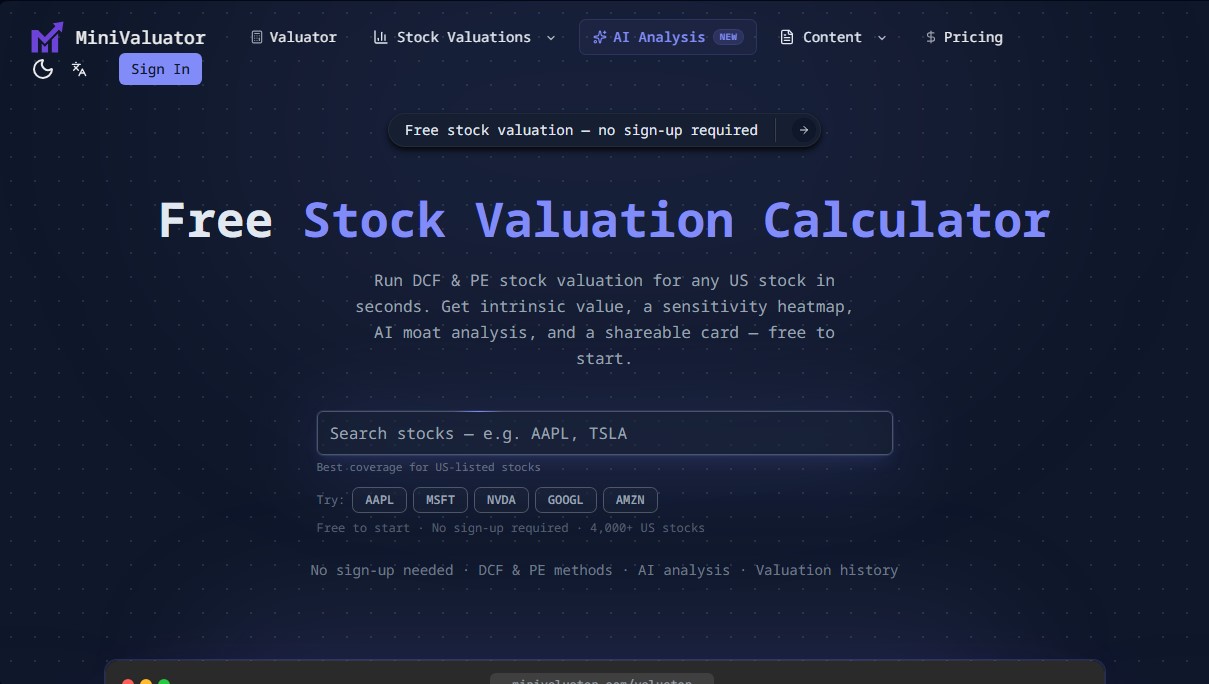 MiniValuator screenshot 1