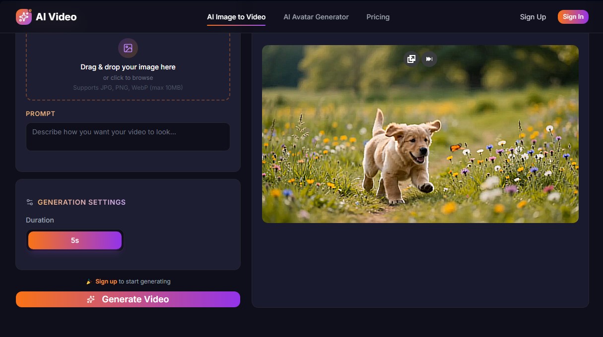 AIImageToVideo screenshot 1