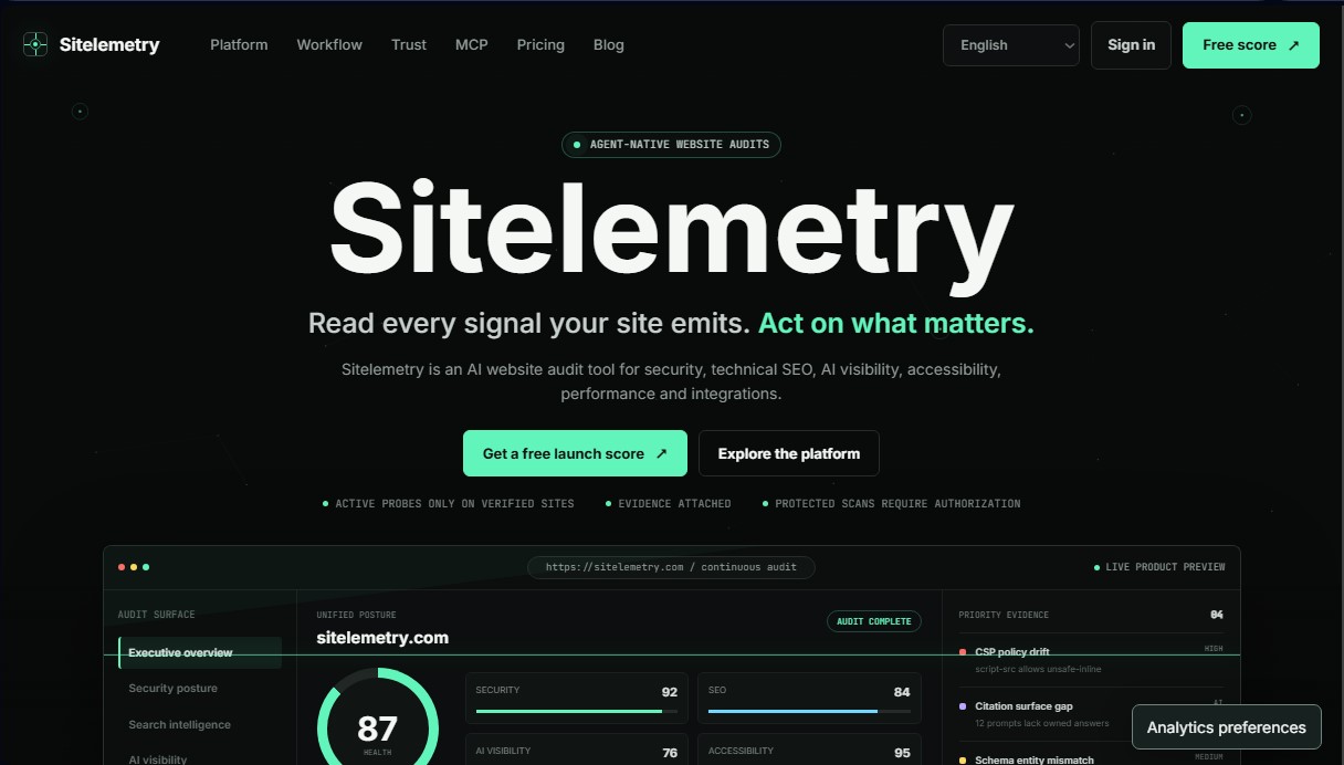 Sitelemetry screenshot 1