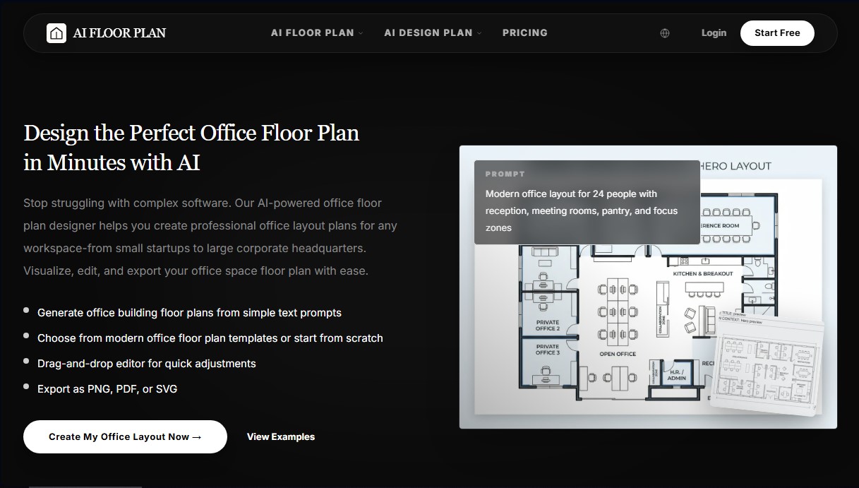 AIAI.com Office Floor Plan Generator screenshot 1