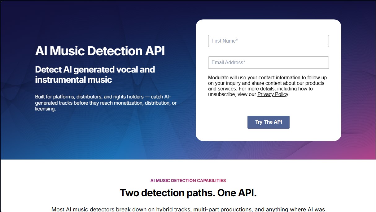 AI Music Detection API by Modulate screenshot 1