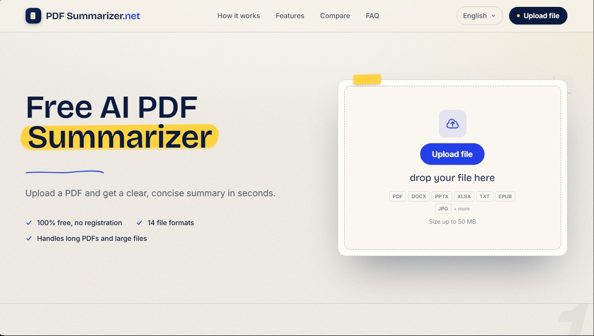 PDFSummarizer.net screenshot 1