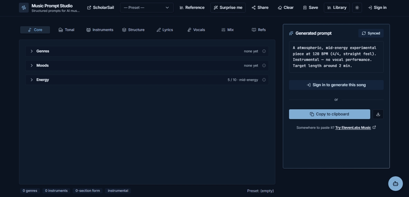 Music Prompt Studio screenshot 1