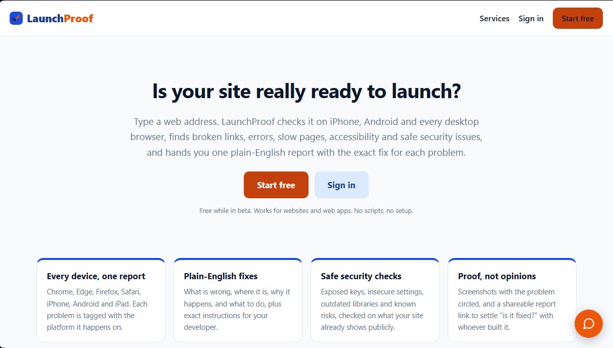 LaunchProof screenshot 1