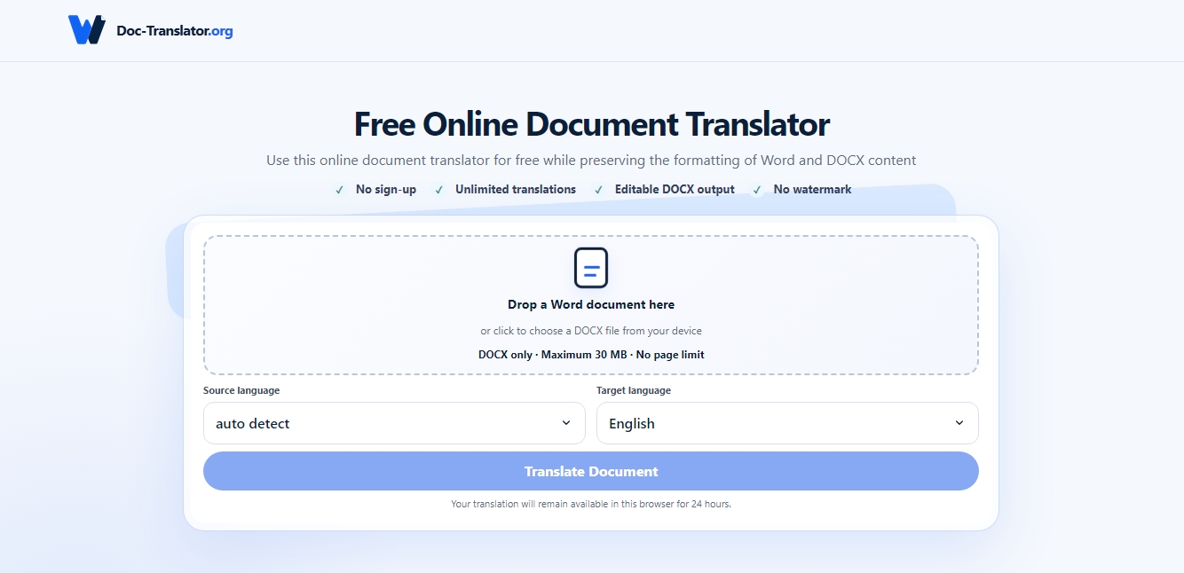 DocTranslator screenshot 1