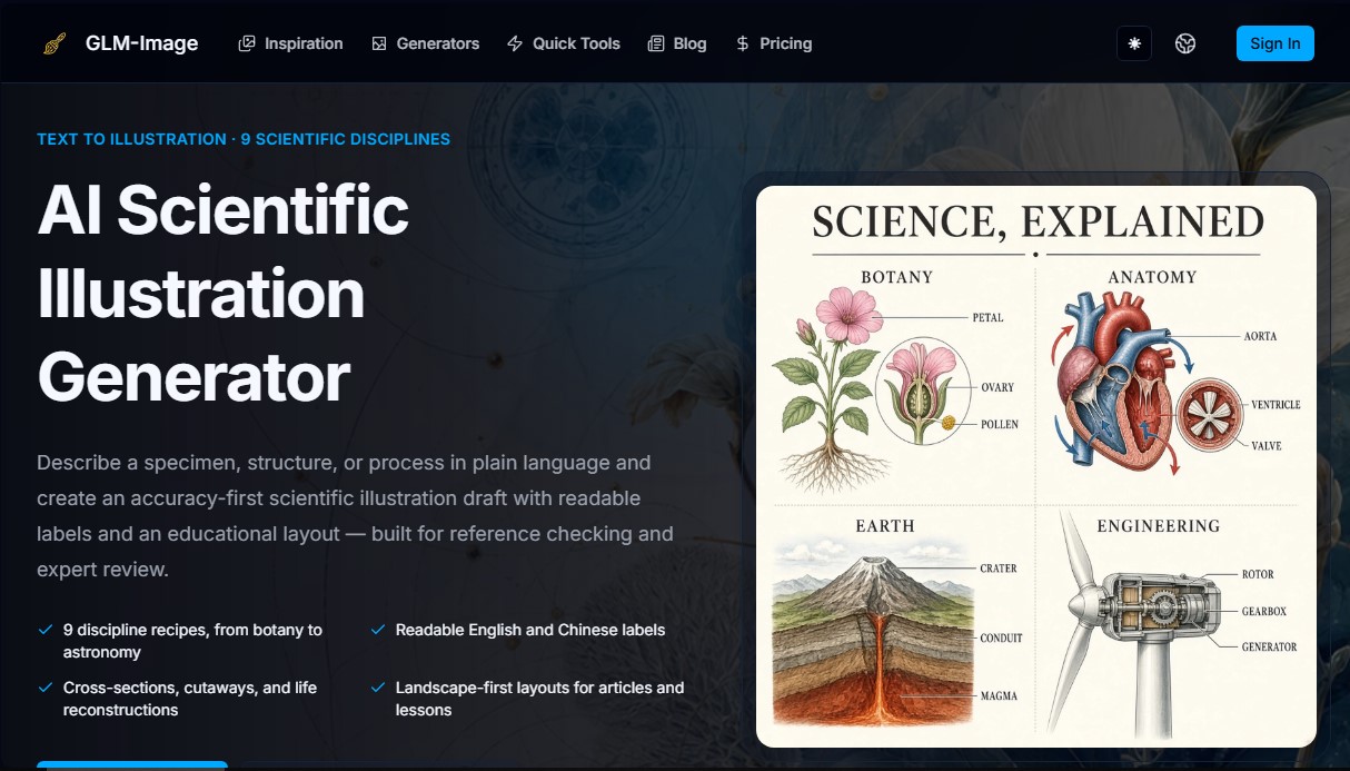 GLMImage AI Scientific Illustration Generator screenshot 1