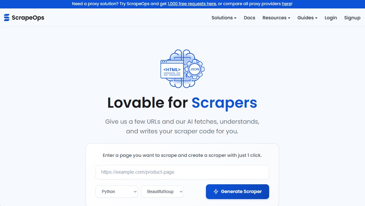 ScrapeOps Scraper Builder screenshot 1