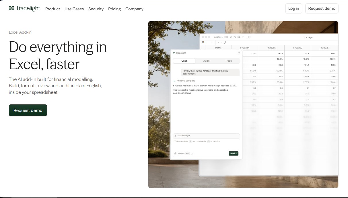Tracelight Excel Add-in screenshot 1